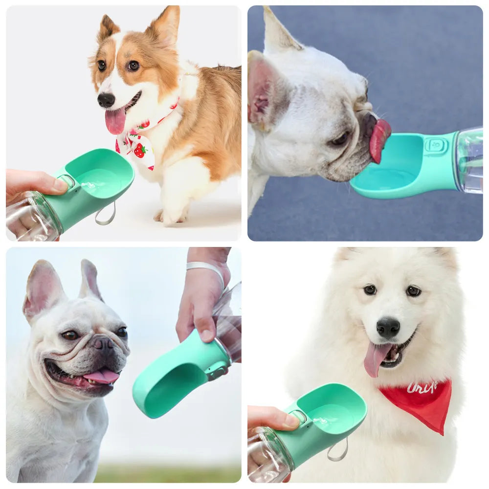 Garrafa de água portátil com tigela para cães