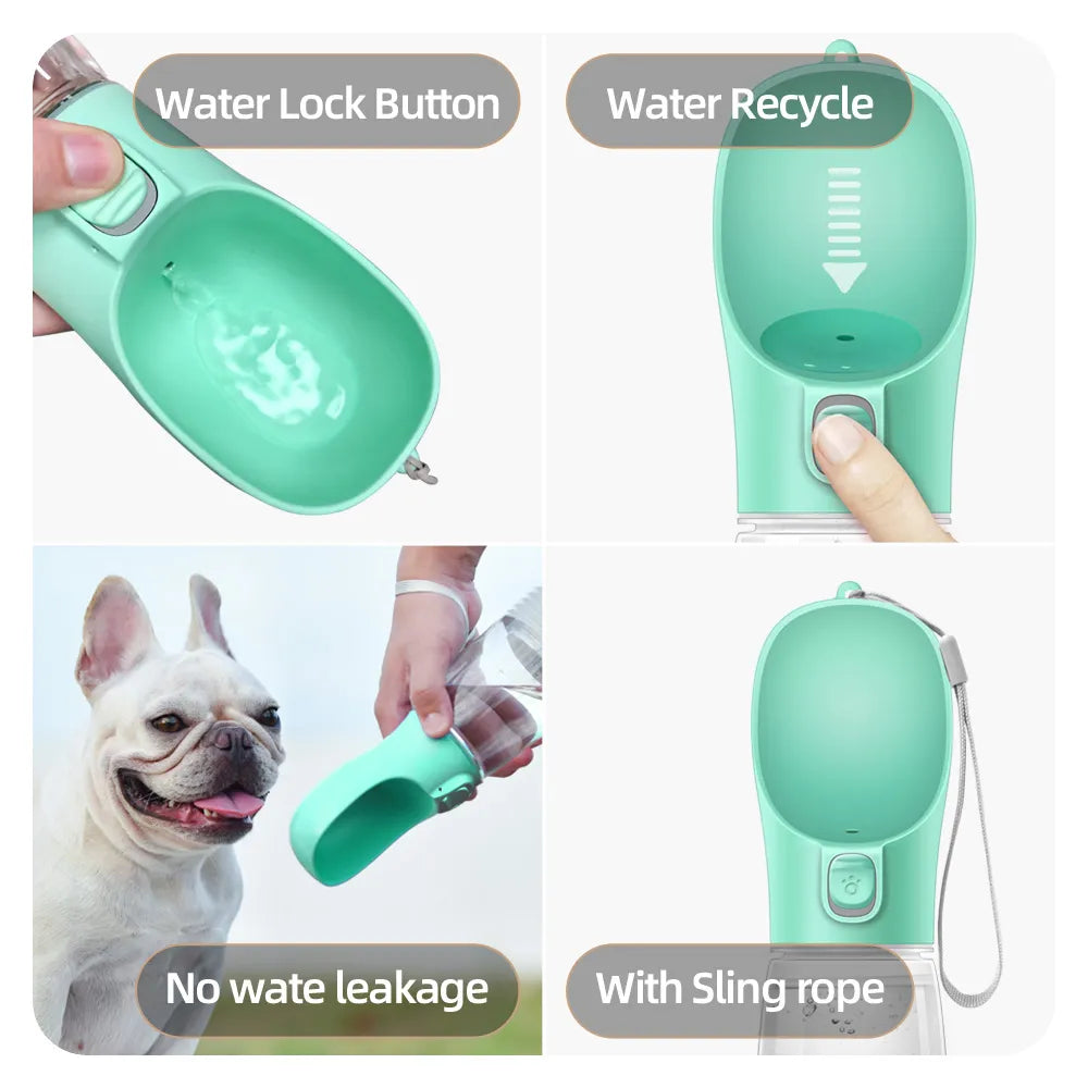Garrafa de água portátil com tigela para cães